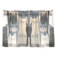 thumbnail image 7 of Yayeee Kitchen Curtains Tier Pair Light Filtering 27"x24" Rod Pocket Short Cafe Window Panel, Blue Cute Cats, 7 of 7
