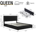 thumbnail image 3 of VECELO Queen Size Bed with 4 Storage Drawers Upholstered Platform Bed Adjustable with Nailhead Trim Headboard Wooden Slats Support Bed Frame, Black, 3 of 10