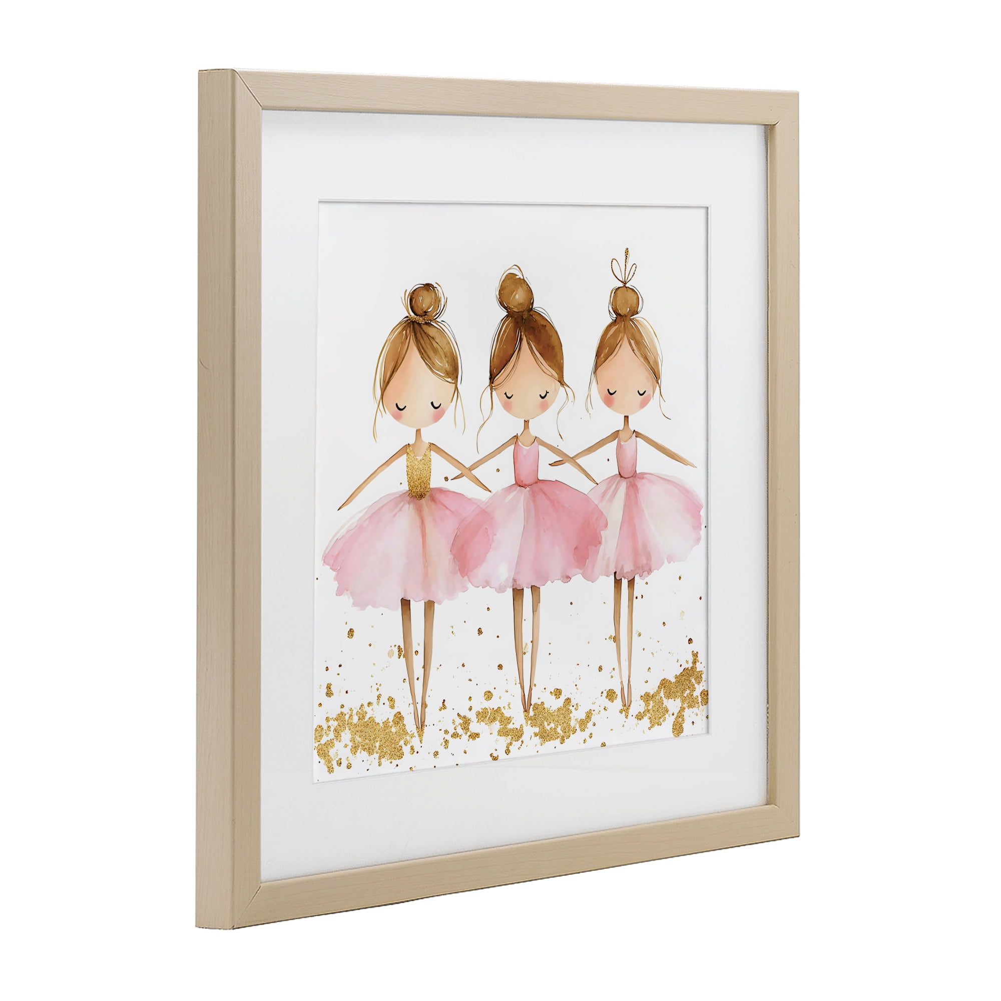 Stupell Industries Ballerina Trio in Pink Tutus Birch Framed Print Under Glass, design by Creative Studio
