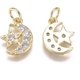 thumbnail image 2 of 2 dijes de luna con estrella, dijes de latón con micro pavé de circonitas cúbicas y anilla de unión, chapados en oro de 18 quilates transparentes., 2 of 2