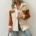 thumbnail image 5 of Diufon Womens Jackets Fall Color Block Coats Lapel Button Long Sleeve Blouses with Pockets, 5 of 5