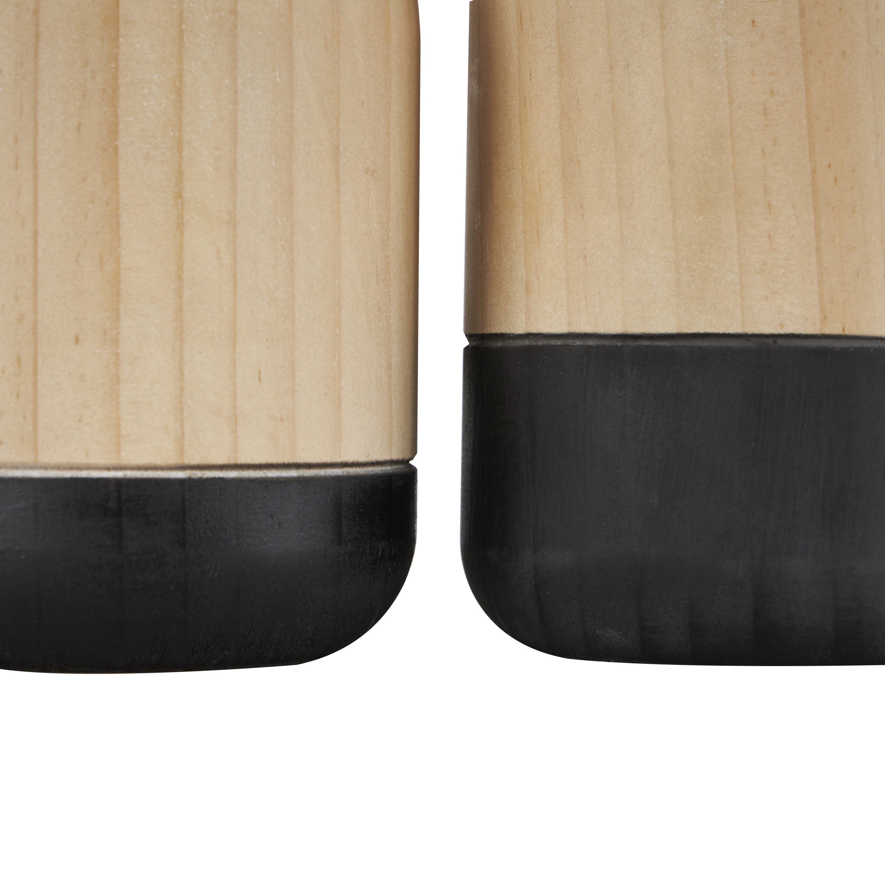 DecMode 9", 7"H Colorblock Light Brown Wood Vase with Black Bases, Set of 2