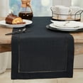 thumbnail image 3 of Saro Lifestyle Rochester Collection Hemstitch Table Runner Black 16" x 72", 3 of 4