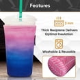 thumbnail image 4 of 3-Pack (16-32oz) Reusable Neoprene Insulator Sleeve for Iced Coffee or Cold Beverage Cups (Sunset Smooth), 4 of 9