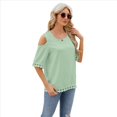 thumbnail image 2 of Blusa de Verano de Corta con Hombros Descubiertos y Encaje Acampanado para Mujer Judías XXL, 2 of 10