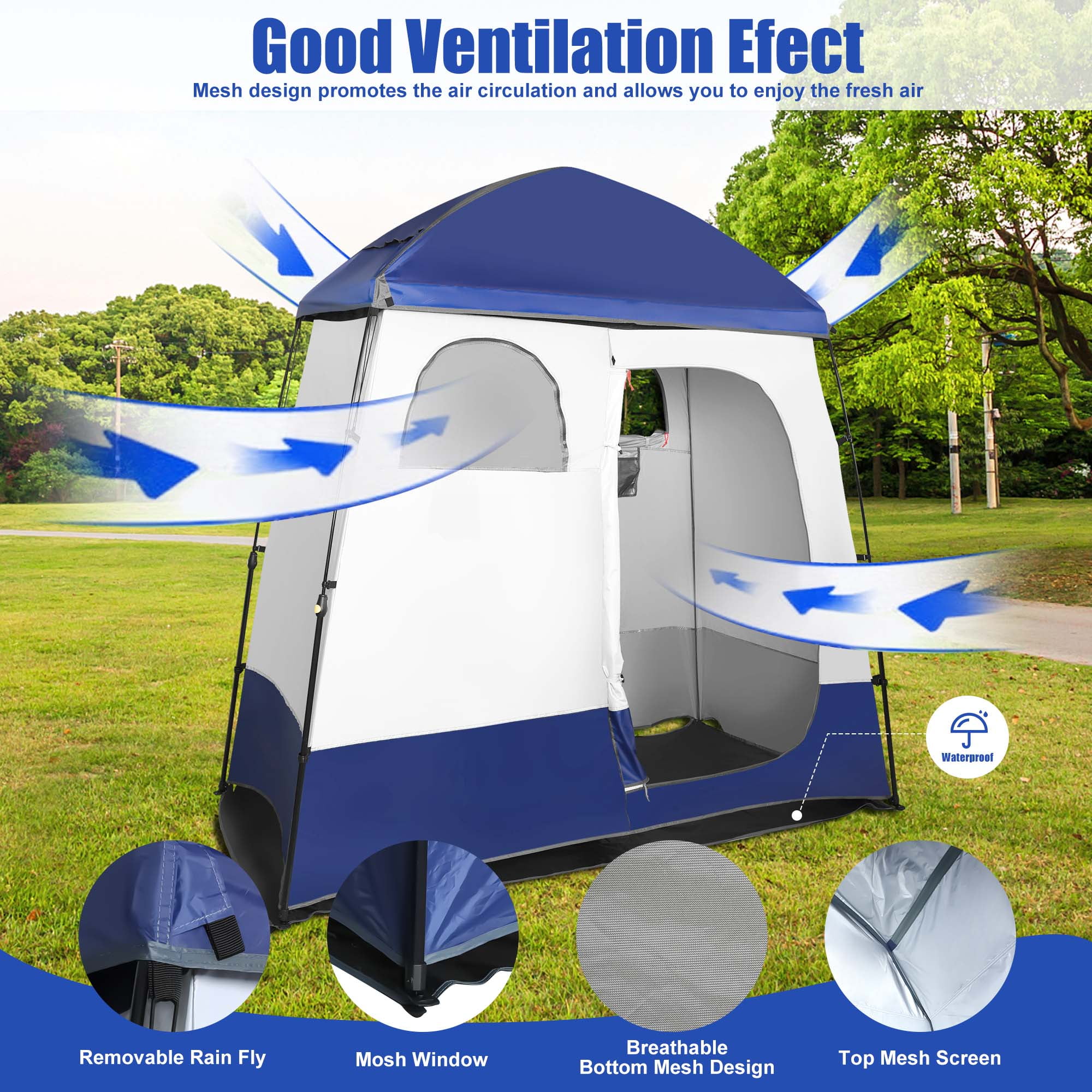 GVDV Camping Shower Tent, 2 - Person Privacy Tent with Carrying Bag