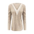 thumbnail image 4 of Gibobby Playera&nbsp;Moda 2023 Otoño/Invierno Nueva camiseta de manga larga suelta con cuello en V de de color sólido para mujer（Beige， XXL), 4 of 5