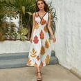 thumbnail image 5 of Autumn Harvest Maple Leaves Thanksgiving Sleeveless Dress Woman Fashion Long Dresses Women's Summer Suit Dress 2025, 5 of 7