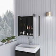 thumbnail image 2 of Cterwk 2 Door Wall Cabinet with 4 Internal Shelves and Mirror, Perfect for Kitchen, Bathroom Room, Black, 2 of 8