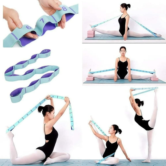 11-Loop Adjustable Yoga Stretch Belt - Resistance Exercise Band for Full Body Stretching, Leg & Waist Toning, Strength Training - Home Gym, Pilates, Dance