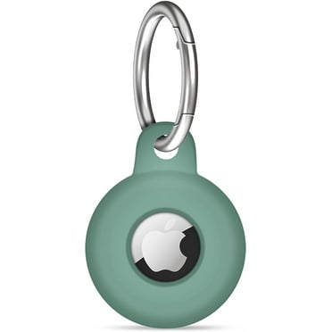 Airtag Holder Compatible with AirTag,Airtag Tracker with Keychain, Protective Silicone Airtag Case Key Ring for Wallet, Dog Collar, Luggage, Keys and More,Pine Green