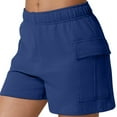 thumbnail image 6 of Lenpel Women's Cargo Sweat Shorts Casual Elastic High Waisted Mid Thigh Comfy Lounge Shorts Athletic Workout with Pockets, 6 of 6
