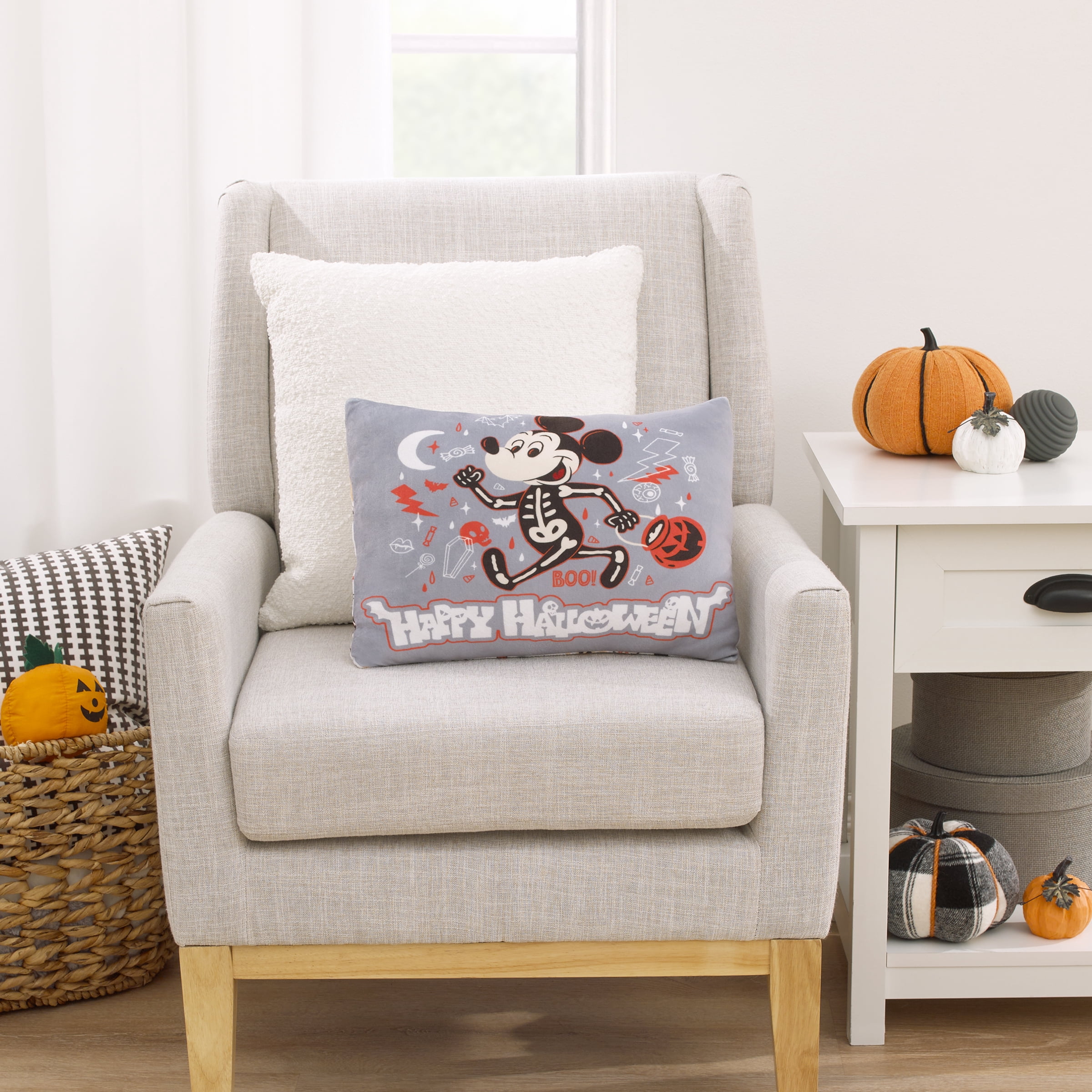 Disney Mickey Mouse Squishy Toddler Pillow, 15x12", Gray, Rectangular shape, Halloween