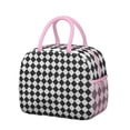 thumbnail image 1 of Checkered Pattern Lunch Tote – Retro Plaid Design Portable Insulated Cooler Bag for Office and Picnic, 1 of 2