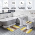 thumbnail image 5 of Yellow Brown Bath Mat 3 Piece Bathroom Rug Set, Farmhouse Wood Grain Vintage Striped Non Slip Bath Rug Contour Mat and Toilet Lid Cover, Absorbent Shower Mats Soft Bath Rugs and Mats Sets, 5 of 8