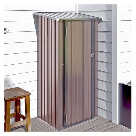 3’x2.1’ Outdoor Metal Storage Shed with Lockable Doors, Steel Utility Tool Shed, Metal Sheds Outdoor Storage for Garden, Patio, Backyard and Lawn, Brown