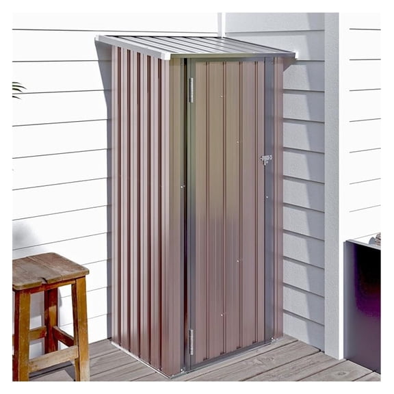 3’x2.1’ Outdoor Metal Storage Shed with Lockable Doors, Steel Utility Tool Shed, Metal Sheds Outdoor Storage for Garden, Patio, Backyard and Lawn, Brown