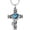 Blue, variant on Personalized Religious Cross Urn Necklaces for Ashes Stainless Steel Cremation Keepsake Jewelry Holder Birthstone Memorial Pendant Necklace for Men / Women