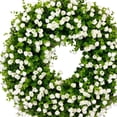 thumbnail image 1 of Couronne d'Eucalyptus Colorée Blanche de 45 Cm, Printemps et Été, Couronne de Feuilles d'Eucalyptus Colorées, 1 of 13