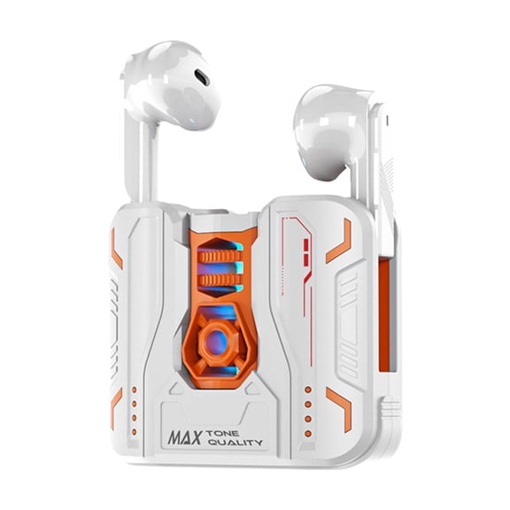 Wireless Bluetooth Earbuds With Active Noise Cancelling In Ear Gaming Music Earphones Waterproof Comfortable Fit Mecha Design For Sports Work Commuting Travel
