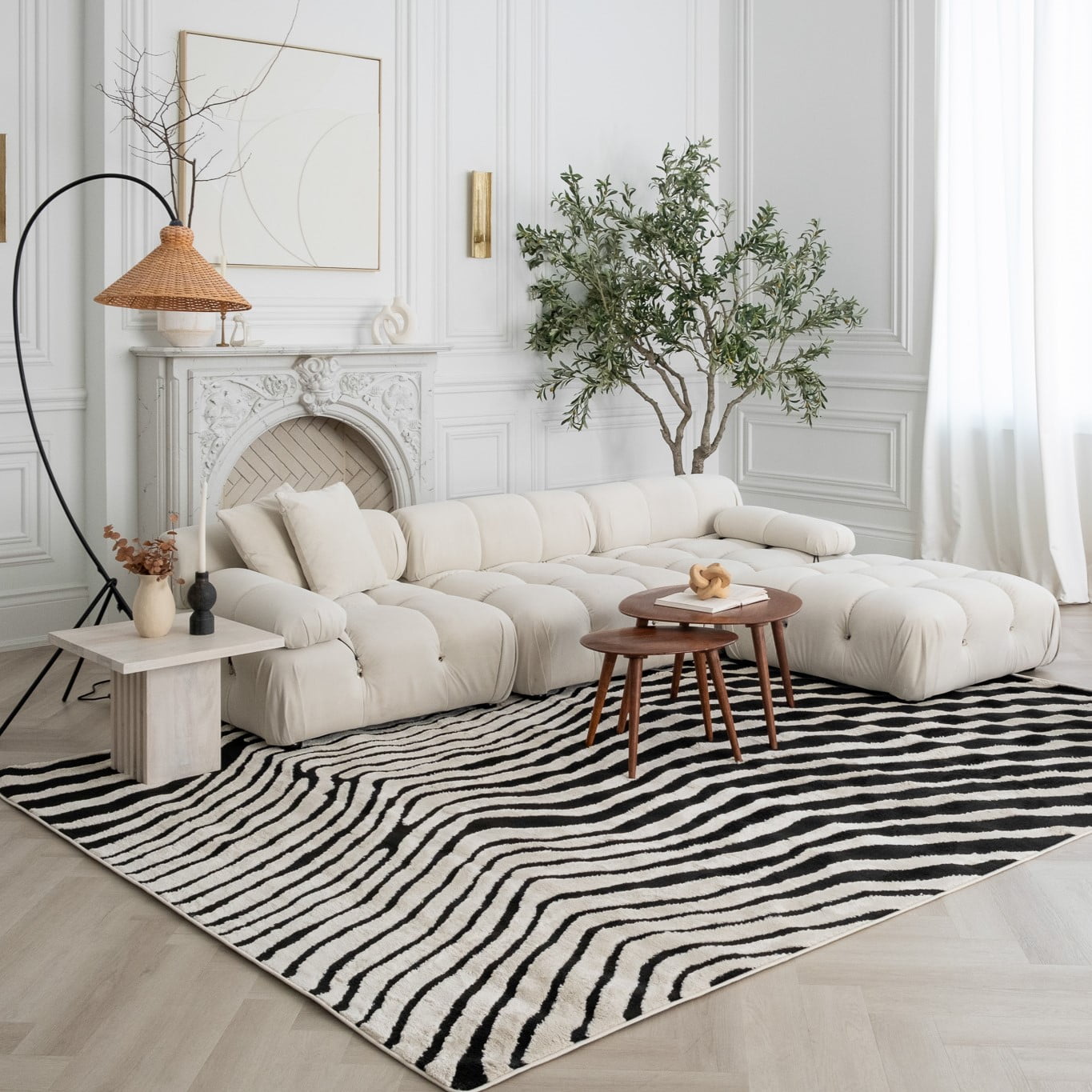 Rug Branch Domus Zebra Print Indoor Area Rug, Cream Black, Modern - Living Room, Bedroom, Dining Room, and Kitchen