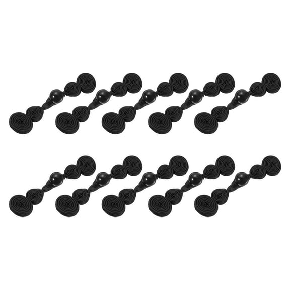 Uxcell Chinese Knots Frog Buttons Closure Sewing Fasteners, 10 Pairs Faux Pearl Chinese Closure Buttons (Black)