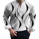 thumbnail image 2 of Men Casual Print V Neck Dress Shirts Long Sleeve Loose Office Blouse Tops Tee, 2 of 8