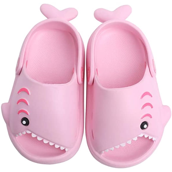 Kid's Garden Clogs Boys Girls Lightweight Open Toe Beach Pool Slides Sandals Little Baby Cute Cartoon Shark Shower Slipper Toddler Non-Slip Summer Slippers Water Shoes, Pink