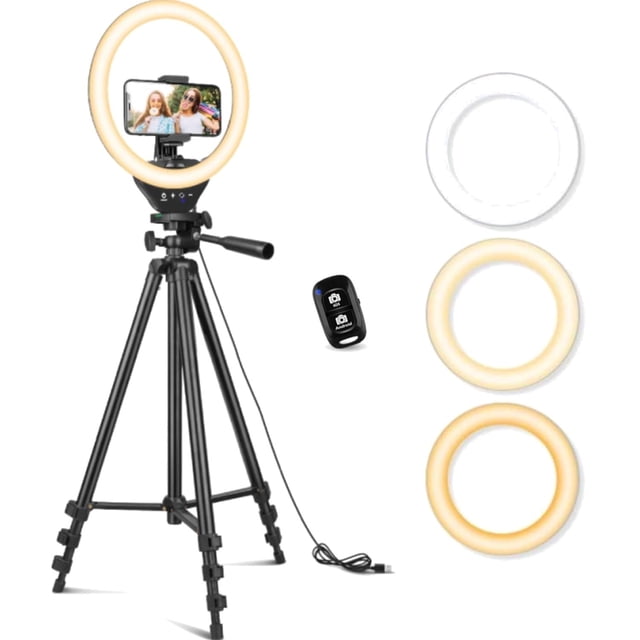 10'' Ring Light with Extendable Tripod Stand LED for Makeup Live Streaming