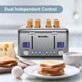 thumbnail image 3 of Toaster 4 Slice, KitchMix Bagel Stainless Toaster with LCD Timer, Extra Wide Slots, Dual Screen, Removal Crumb Tray (Stinless steel), 3 of 9
