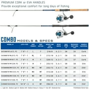 Quantum Strive Spinning Reel and Fishing Rod Combo, 10-Foot, 2-Piece, Heavy Power, Moderate-Fast Action Rod, Graphite Composite Blank, Size 8000 Reel, 4+1 Bearings, 4.7:1 Gear Ratio, Silver/Blue