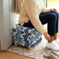 thumbnail image 5 of SCRAWLGOD Cow Print Denim Pattern Blue White Ottoman Cover Square, Folding Storage Ottoman Slipcovers, Stretch Footrest Foot Stool Covers Protector with Elastic Bottom for Pets, 5 of 7