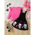 thumbnail image 6 of Suealasg Girls' Cat Print Fall Outfit Set 2-Piece - Long Sleeve Crewneck T-Shirt  A-Line Overalls (Toddler/Kids 1-4Y, Autumn School  Playdates), 6 of 9