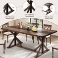thumbnail image 5 of Blotout 71" Farmhouse Dining Table for 6-8 Person, Farmhouse Wood Long Rectangle Kitchen Table with Wood Strip Base, Rustic Brown Dining Table for Kitchen Living Room, 71 x 35 x 30 Inch, 5 of 10
