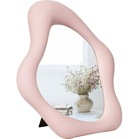 ERDS-Small Wall Mirror Table Mount Vanity Mirror 10 \u201cL x 8.8 \u201dW (Pink)