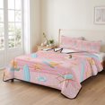 thumbnail image 2 of Quilts Full Size Bedding Set, Pink Coastal Beach Lightweight Quilted Comforter, Ocean Seaside Surfboards Starfish Soft Reversible Bedspread Coverlet with Pillow Covers for All Season, 78" x 90", 2 of 9