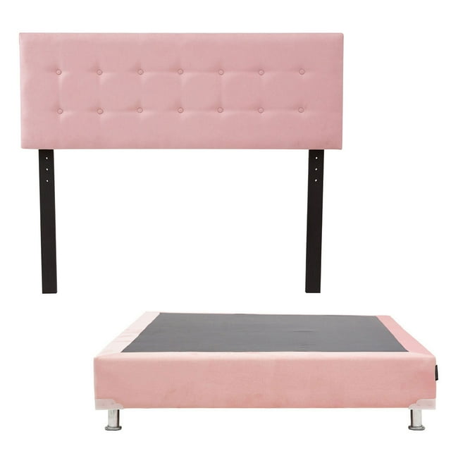 Box Base Cama Matrimonial + Cabecera Bilbao Rosa