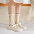 thumbnail image 4 of YooGuoGuo Women's Cottagecore Flower Socks 5Pairs Kawaii Preppy Crew Socks Cute Lace Ankle Socking Coquette Casual Socks, 4 of 7