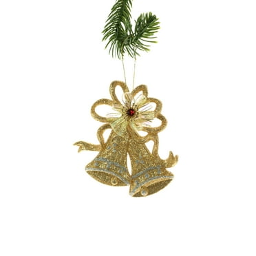 Starlight Collection, Gold/Silver Glittered Bells Ornament (Pack of 4)