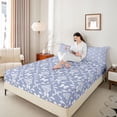 thumbnail image 3 of jejeloiu Sweet Bow Queen Sheets For Men Women,Delicate Pattern Queen Sheet Sets,Light Blue White,4pcs,1 Flat Sheet, 1 Fitted Sheet and 2 Pillowcases, 3 of 6