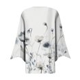 thumbnail image 3 of Sksloeg Women's 3/4 Length Sleeve Tops Sport Classic Vintage Flower Printed Cardigans for Women Trendy Summer Button Down Shawl Collar Tops,White L, 3 of 5