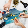 thumbnail image 4 of Landscape Cutting Board, Landscape with Swimming Pool and Distant Island Tropic Exotic Hawaiian Theme, Tempered Glass Cutting and Serving Board, Wine Bottle Shape, Turquoise Green, by Ambesonne, 4 of 5