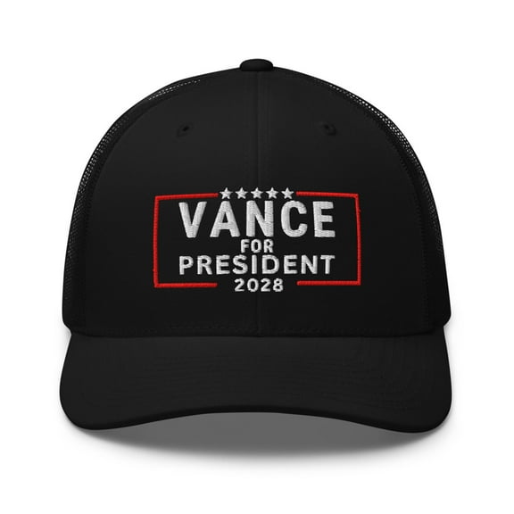 Vance hat Embroidered Trucker Cap Vance 2028 hat Vance President hat Vance Cap Trump mens womens hat (Black)