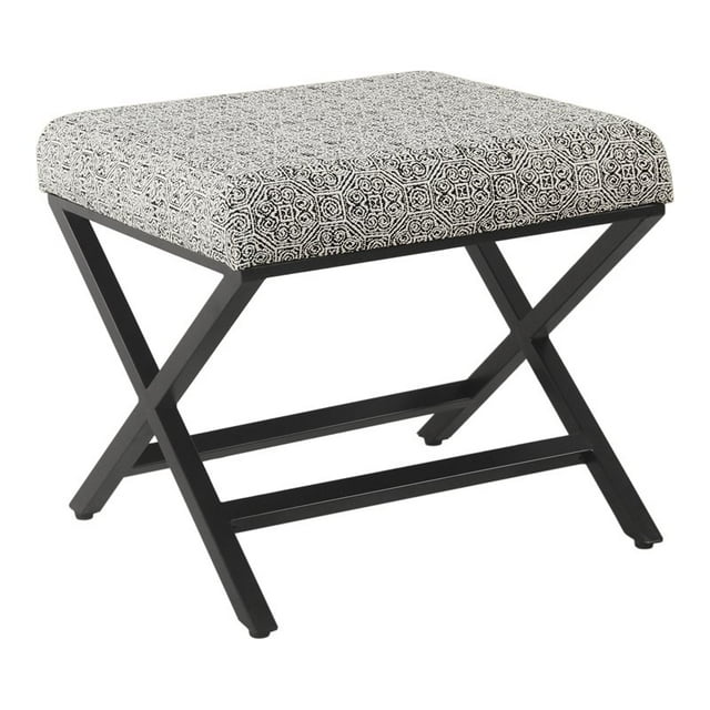 HomePop Moderne en Métal et Tissu Impression Globale X-base Pouf en Gris
