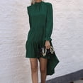 thumbnail image 4 of BLVB Women's Long Sleeve Dresses Trendy Crew Neck High Low Dress Solid Color Casual Flowy Fall Dresses Green, 4 of 6