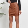 thumbnail image 6 of Mrat Bubble Skirt Fashion Women Casual Comfortable Solid Color High Zipper Vent Skirt Bubble Skirt S-175 Brown XL, 6 of 7