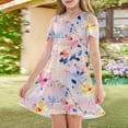 thumbnail image 3 of XADYUY Girls Dresses Size 10-12 Casual A-Line Sleeveless T-Shirt Dress for School Butterfly Print Crew Neck Swing kids sundresses girls 4-16,Pink 5-6 Years, 3 of 6