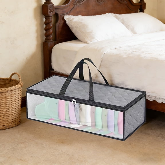Clear Under Bed Storage Bags Extra Large with Heavy Duty Zipper, See-Through Seasonal Clothes Organizer for Blankets Coats and Comforters, Dustproof Waterproof Home Storage Solution