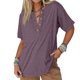 thumbnail image 2 of Chaquetas para mujer,Camisa informal abotonada para mujer, blusa de manga corta, tejido de poliéster suave, corte holgado para uso diario, sopatenor, 2 of 9