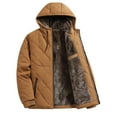 thumbnail image 3 of Txeol Coffee Hooded Puffer Jacket for Men Sherpa Fleece Lined Full Zip Coats with Pockets Winter Thicken Warm Quilted Coat,XXL, 3 of 8